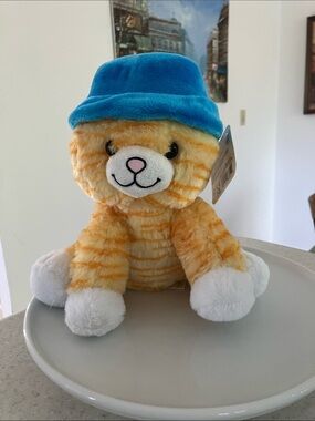 NWT Orange Tabby With Blue Hat Plush Cat